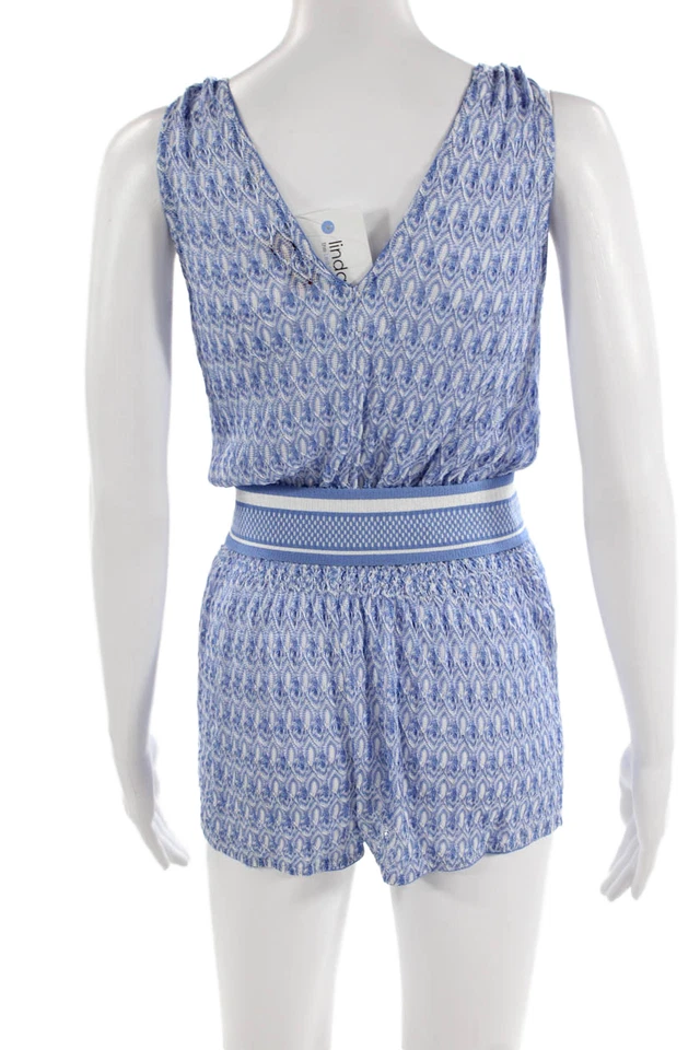 Mameluco de cinturón Missoni Mare para mujer estampado tejido cuello en V sin mangas azul talla 38 Foto 3 de 4