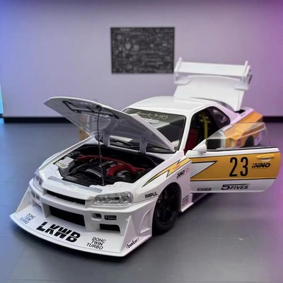 1:18 Nissan Silvia Skyline Ares GTR R34 Modified Diecast Car Model Sound Light