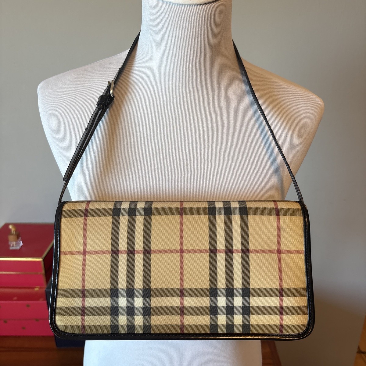 BURBERRY Authentic Nova Check Vintage Small Flap Shoulder Bag
