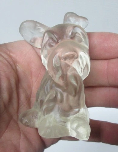 Vintage Fenton Frosted Art Glass Scotty Dog Figurine w/Label-EXC!-L@@K!