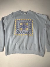 Vintage Lee Heavyweight Sweatshirt XL Made in USA Patchwork Quilt Block 90s
