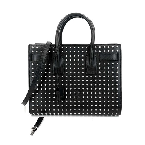 YSL Yvs Saint Laurent Sac de Jour Small Studded Tote Bag, Black Grained