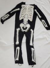 Kids Skeleton Halloween Costume Jumpsuit Only Child SZ M Spirit