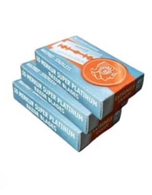 Merkur Platinum Double Edge Razor Shaving Blades For Safety Razors - 30 Blades