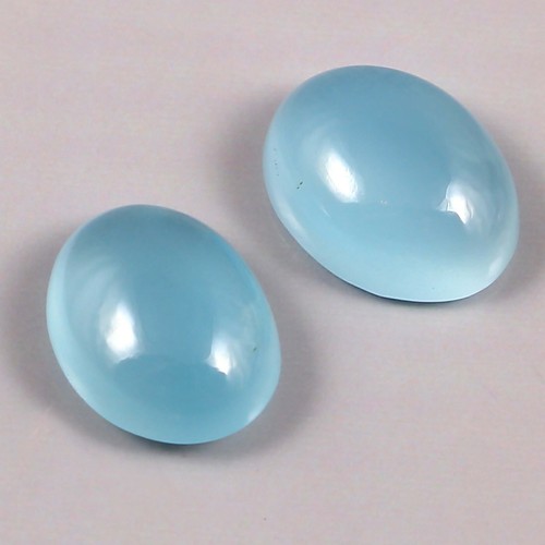 Cabochon Pair Natural Milky Blue Aquamarine Oval Shape Loose Gemstone 2 Ct 7*5 M - Picture 5 of 9