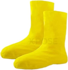 Hazmat Yellow Protective Latex Boot, Chemical Safety Shoe Cover, Size Large