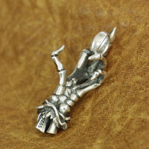 925 Sterling Silber Mittelfinger Totenkopf Hand Anhänger Herren Biker Anhänger TA184A - Bild 4 von 12