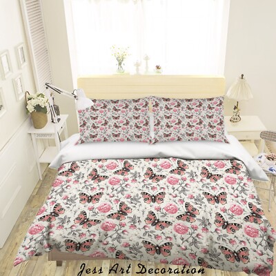 3D Floral Leaves Butterfly Pattern Quilt Cover Set Bedding Sets Pillowcases 64