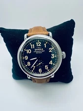Shinola The Runwell Dark Blue Dial Brown Leather Men's 41mm Watch S0120250580