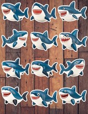 Happy Shark Vinyl Die Cut Stickers Set Scrapbooking Laptop Waterbottle