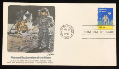 APOLLO 11 MANNED EXPLORATION 1981 FLEETWOOD FDC FIRST DAY OF ISSUE COVER @ KSC