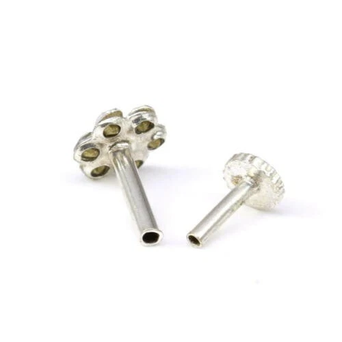 Designer Stud Nose Ring Silver Plated Nose Ear Push Pin Indian Fashion Jewelry - Image 2 of 4