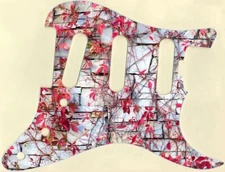 Stratocaster Graphic Pickguard Custom to fit Fender SSS11 Hole ELITE Pink Ivy