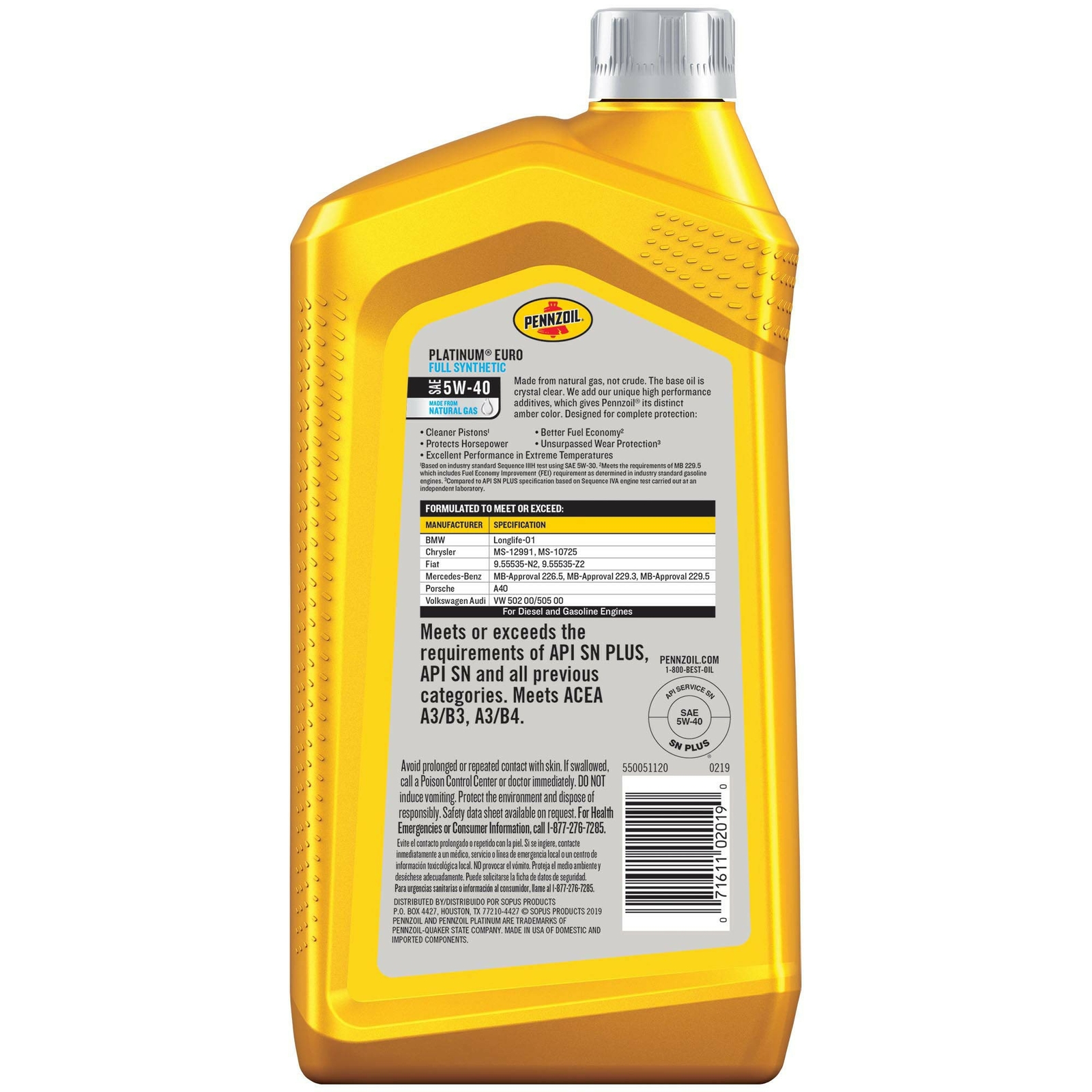 Pennzoil 6pk Platinum Euro Full Synthetic 5w 40 Motor Oil 6qt Case For Sale Online Ebay