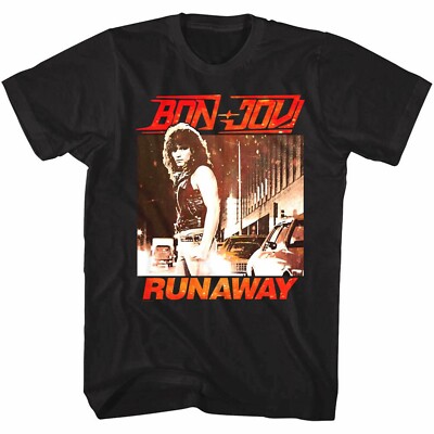 BON JOVI cd cvr FIRST ALBUM / RUNAWAY Official Black SHIRT XL new