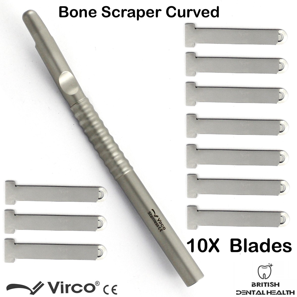 Set De 2 Grattoirs à Os Pour Implant Dentaire - Acier Inoxydable, Droit - Neuf TK Plus UK