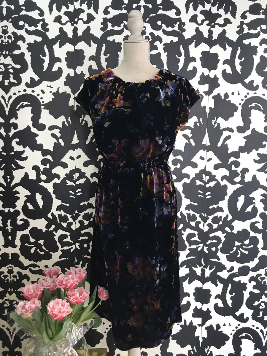 Vestito in Velluto di Seta Sartoriale Abito Nero Fiori tg.42 eBay