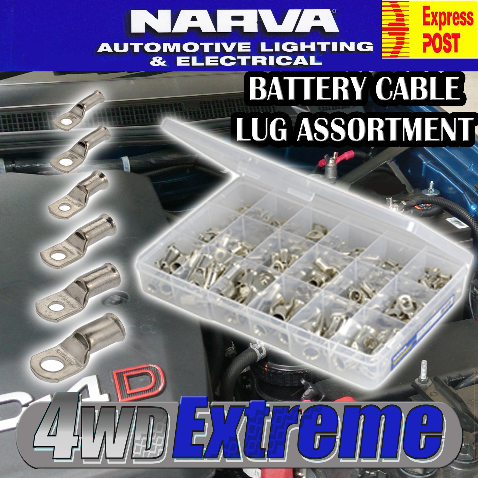 NARVA 57110 BATTERY CABLE LUG LUGS ASSORTMENT KIT 165 PCE B&S LEAD