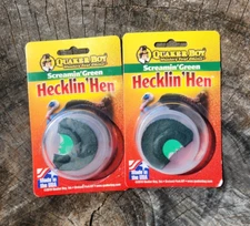 2 Pack Quacker Boy Screamin' Green Hecklin Hen Turkey 3 Reed Mouth Call w/Case