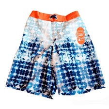 Wonder Nation Swim Shorts 6/7 Boys Palm Tree Design Blues Orange Trunks
