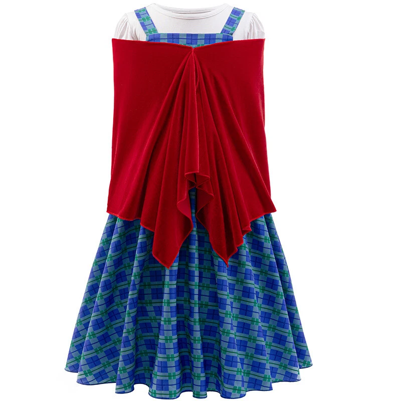 Niños Felices 100 Días de Escuela Niña Azul Real Vestido de Princesa a Cuadros Disfraz Envolvente Foto 3 de 4