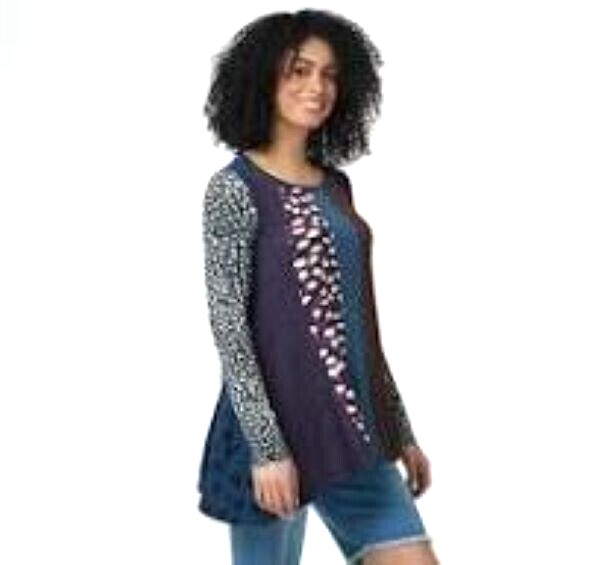 LOGO Lori Goldstein Multi-Print Patchwork Look Lo… - image 1