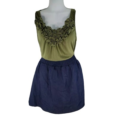 Ruby Rose womens dress Size L Green Rosette Tank attached skirt New with Tags