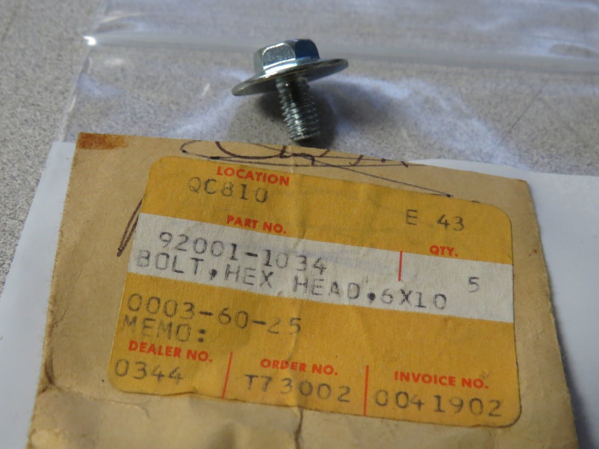 NOS Kawasaki 6 x 10mm Hex Head Bolt 78-98 KX125 85-00 KX500 92001