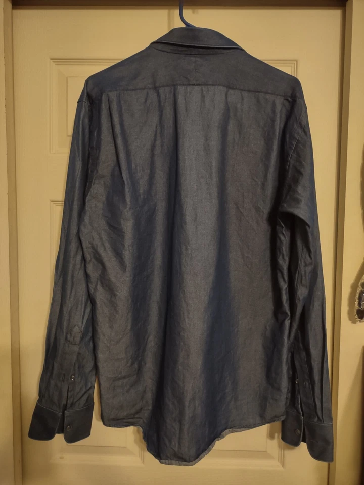 Camisa jeans Spurr azul manga comprida tamanho grande - Imagem 2 de 3