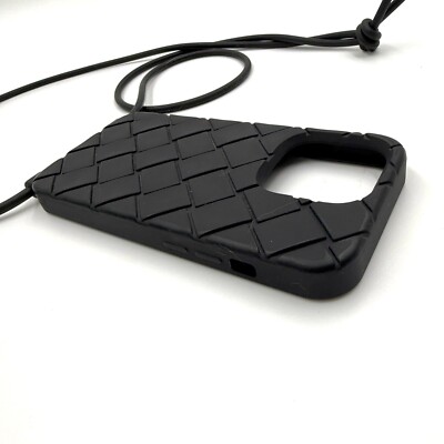 BOTTEGA VENETA ブラック iPhone13pro BOTTEGA VENETA Intrecciato Rubber iPhone 13 Pro Max Case for Men