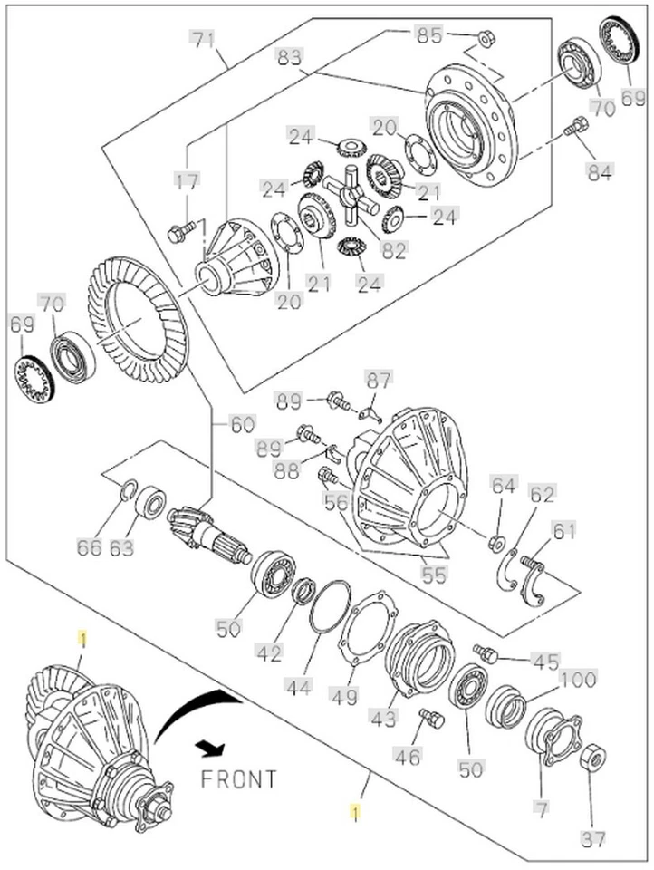 Relación de transmisión diferencial portador de eje trasero 43/38r40 2012-2020 Isuzu NPR NPR-HD Foto 2 de 4