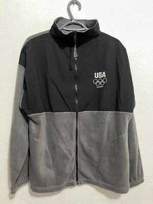 USA Olympics London Fleece Jacket Gray Size XL Full Zip