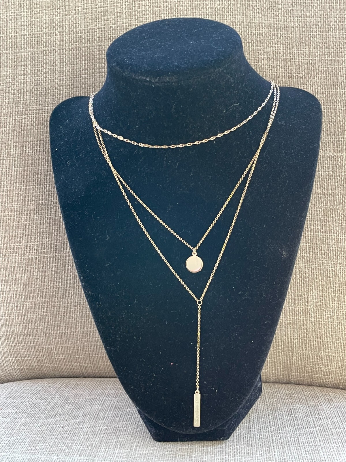 Essentials Women Necklaces 18K gold Over Brass Layered coin & Bar