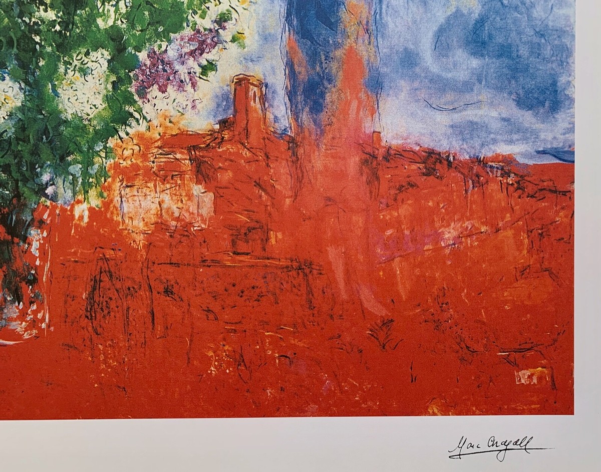 Marc Chagall、LE COUPLE、海外版超希少レゾネ、新品額付 Marc Chagall COUPLE ABOVE ST. PAUL Plate Signed Limited