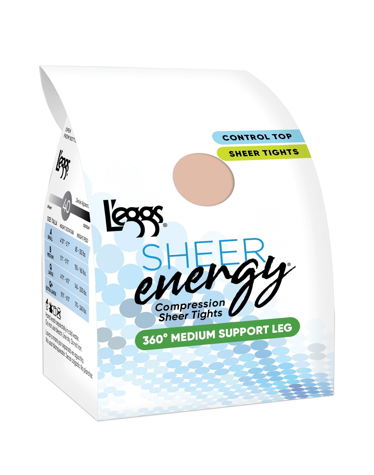 Leggs Control Top Tight Sheer Energy Women's Smoothing Invigorating 40 denier