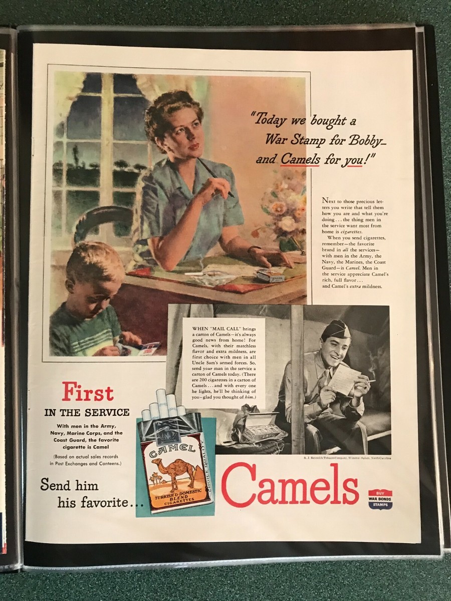 sending cigarettes by post Mother Sends Letter and Cigarettes to Army Son Camel Cigarette WWII Ad
