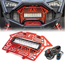 WEISEN Front Mesh Grille w/ 11" Straight Light Bar For Polaris RZR Pro XP 2020+