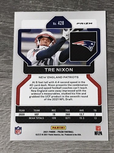 2021 Panini Prizm Tre Nixon Pink Prizm Rookie Card #428 RC Patriots - Picture 2 of 2
