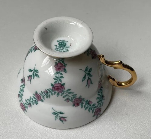 VINTAGE ROSINA BONE CHINA CUP SAUCER RED ROSES HEAVY GOLD TRIM FOOTED CUP -C36 - Picture 11 of 12