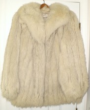 Vintage Macy's California Natural Blue Fox Fur Origin Finland Mid Length Coat