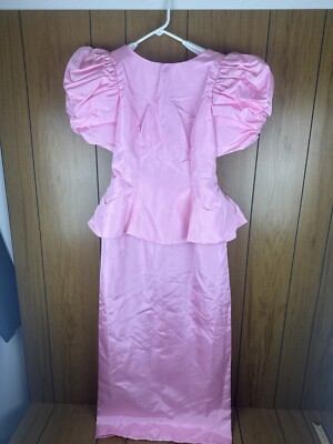 1980s peplum dress 1980s Beaded Peplum Wedding Dress, sz. L