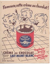 Ancien Buvard Crème au Chocolat Lait Mont Blanc