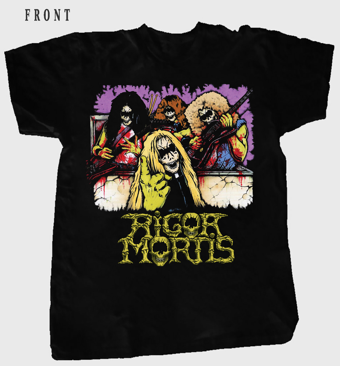 Rigor Mortis Band T-Shirt Short Sleeve Cotton Red Unisex All Size Rigor Mortis Band T-Shirt Short Sleeve Cotton Red Unisex All Size