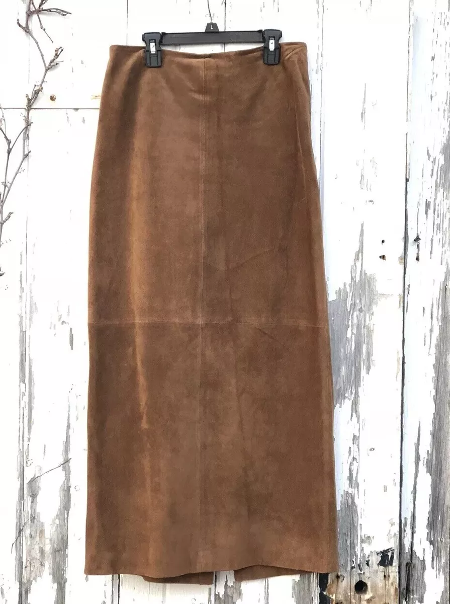 Brown leather 2025 maxi skirt