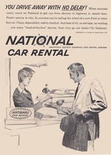 1962 National Car Rental: You Drive Away With No Delay Vintage Print Ad