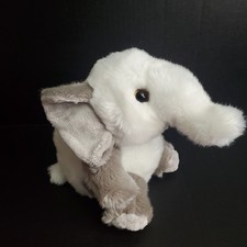 Aurora White Gray Baby Elephant Plush 8" Stuffed Animal Toy Big Ears Kawaii