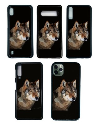 Wolf Handyhülle für iPhone Samsung Silikon Gummi seitlich schwarz Cover