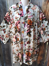 SALE-ART TO WEAR FLORAL SILK VELVET BURNOUT KIMONO JACKET BY SIMPLY SILK, 49"B