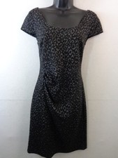 Ann Taylor Dress Women's 4 Black Grey Short Sleeve Ruched Shift