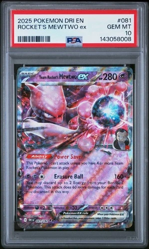 2025 POKEMON DRI EN-DESTINED RIVALS #081 TEAM ROCKET'S MEWTWO EX PSA 10